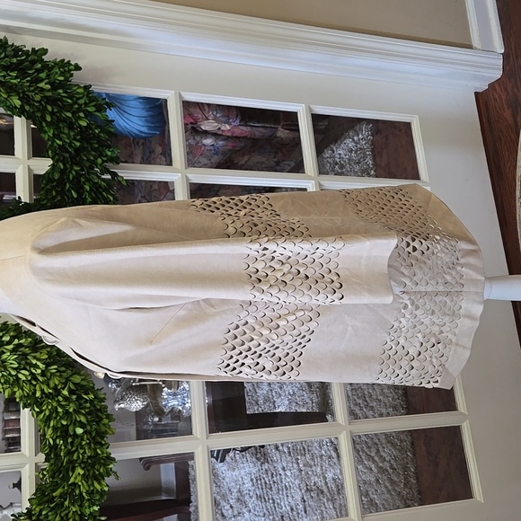 D. EXTERIOR Italian Cream LaserCut jacket long sleeve silver snap closure 42 EUC - Picture 4 of 9